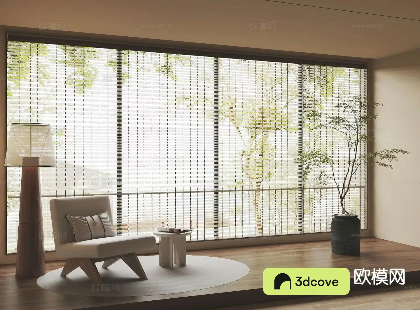 Wabi-sabi style curtain translucent curtain leisure chair floor lamp