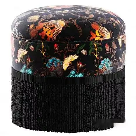 A Black Ottoman With A Floral Pattern 3D Model – 3041 – CORONA Render