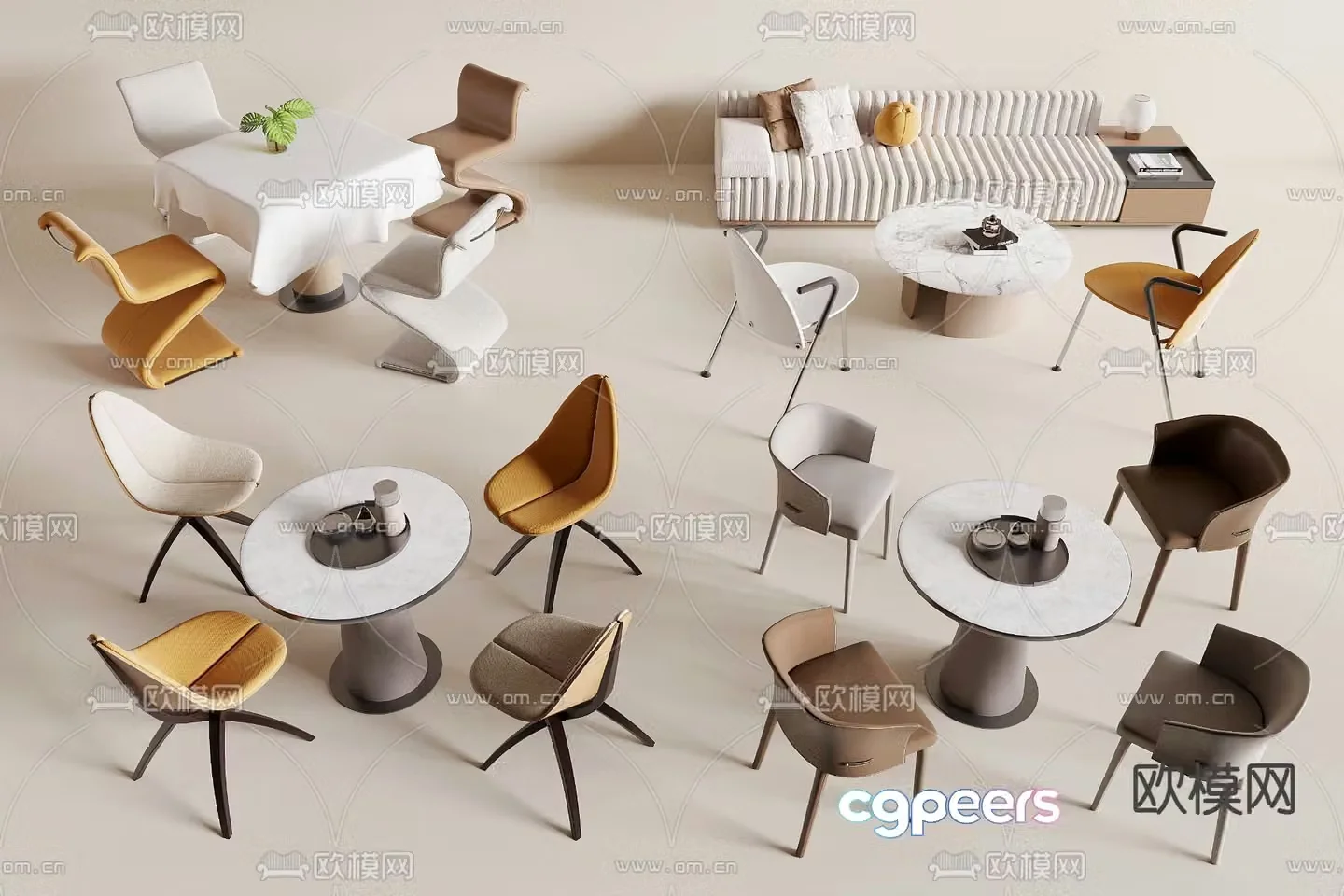 Leisure tables and chairs Negotiation tables and chairs 3d model
