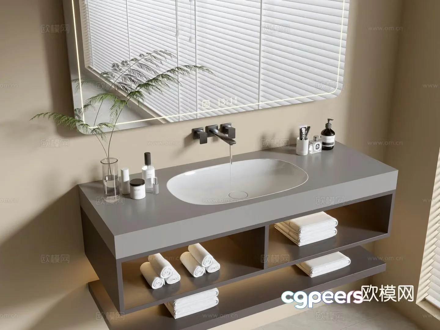 Modern bathroom cabinet bathroom basin bathroom ornaments mirror cabinet sink 3d model