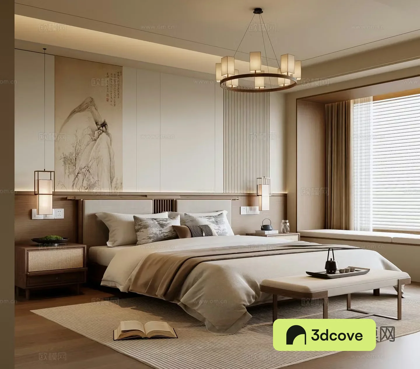 New Chinese style bedroom master bedroom Song style aesthetic