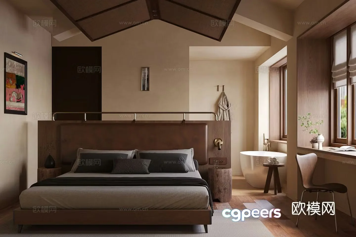 Logwood Wind Hotel Room B&B Suite 3D Model