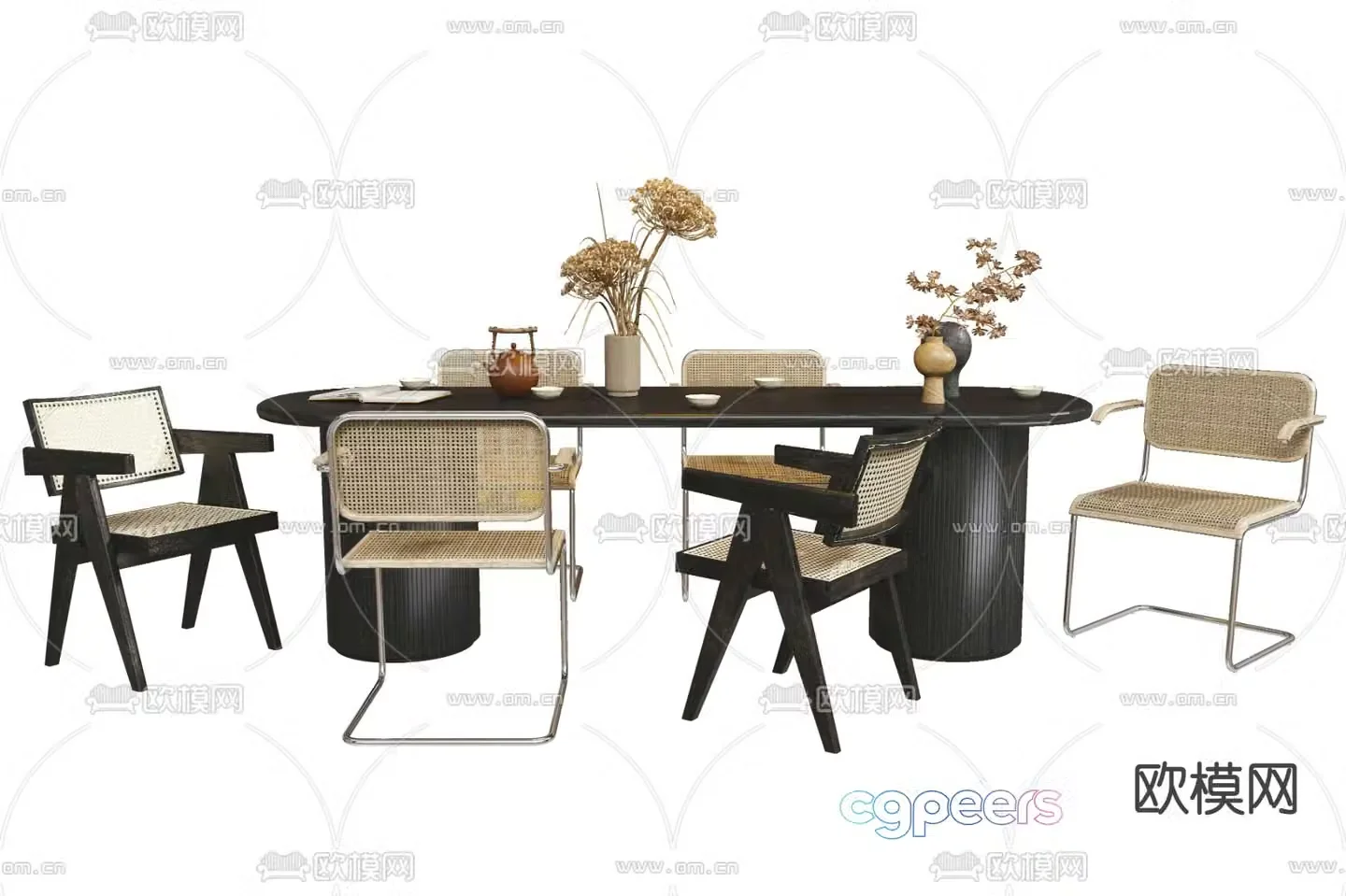 MISSANA wabi-sabi dining table and chairs 3d model