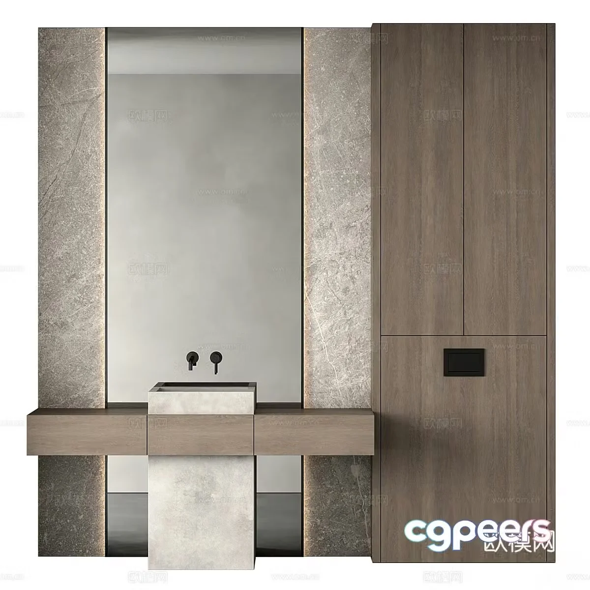 New Chinese style bathroom cabinet 3d model
