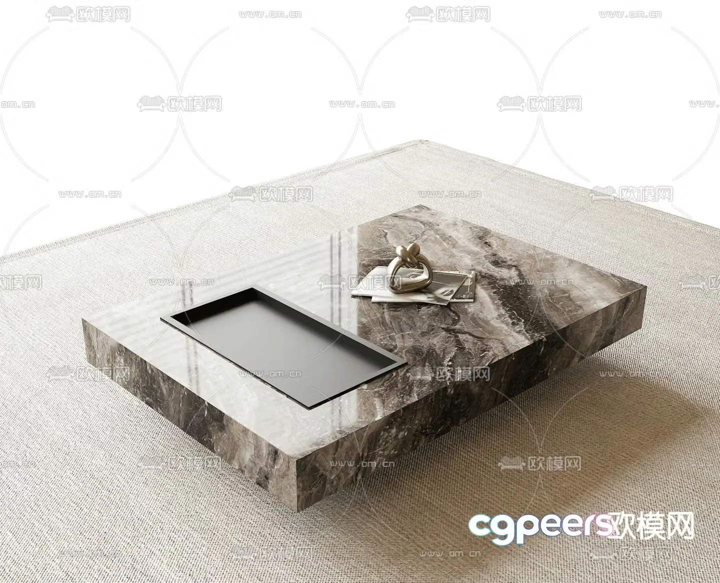 Marble coffee table square table 3d model
