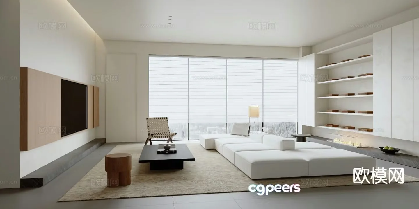 Modern minimalist living room 3d model