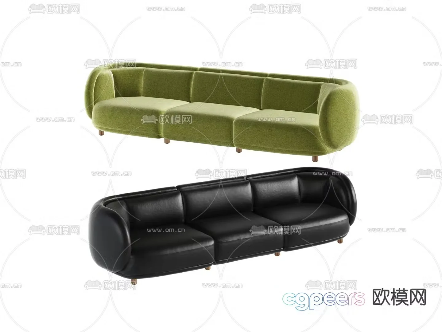 Modern three-person sofa 3d model