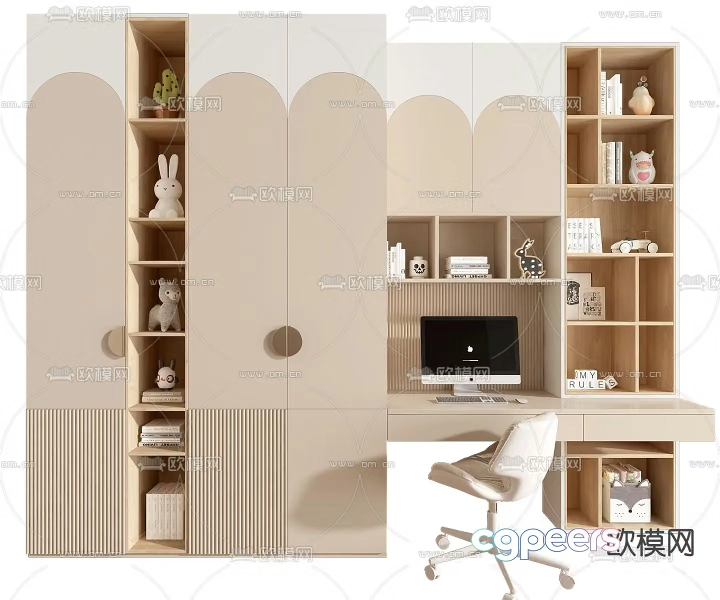 Children’s desk bookcase 3d model