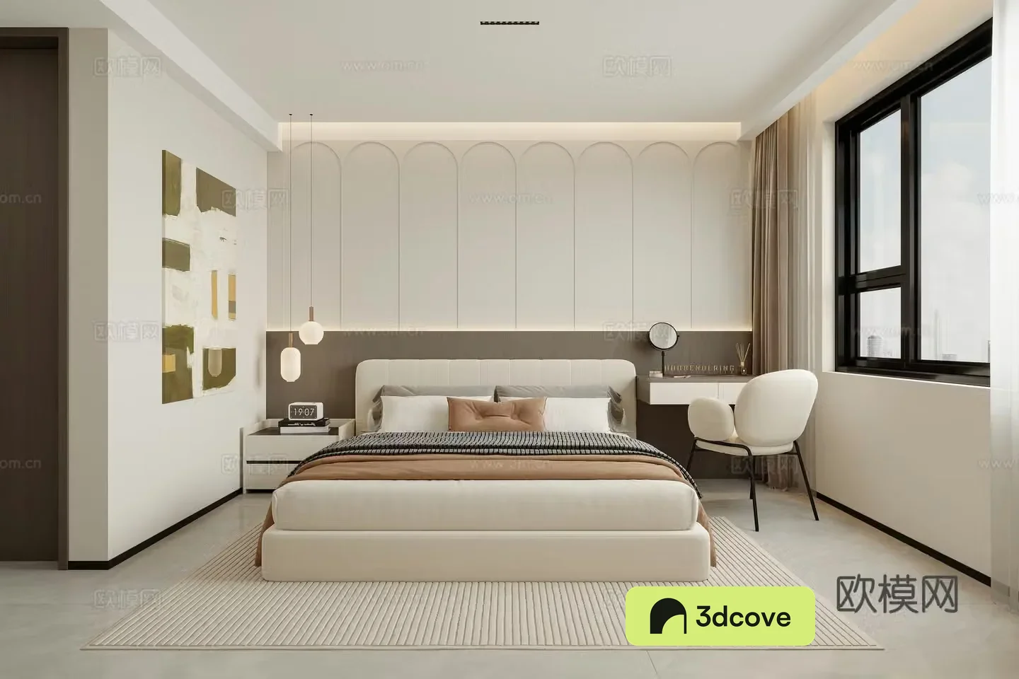 Modern creamy bedroom
