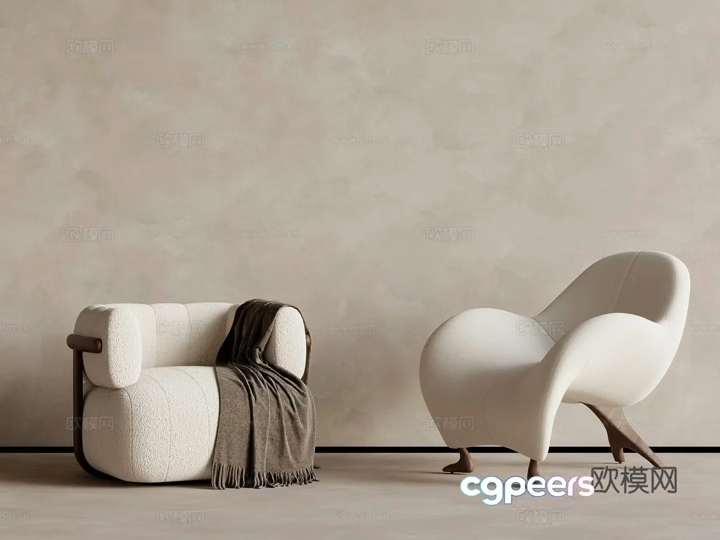 Medium style casual sofa leisure chair single sofa 3d model