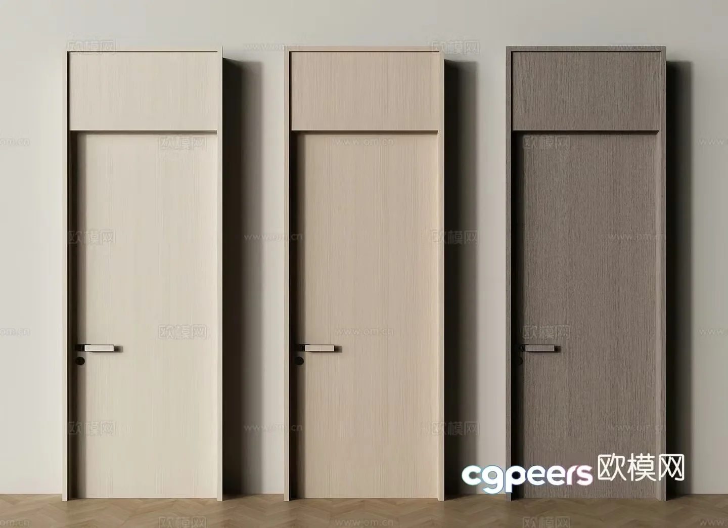 Modern bedroom door single door through top door 3d model