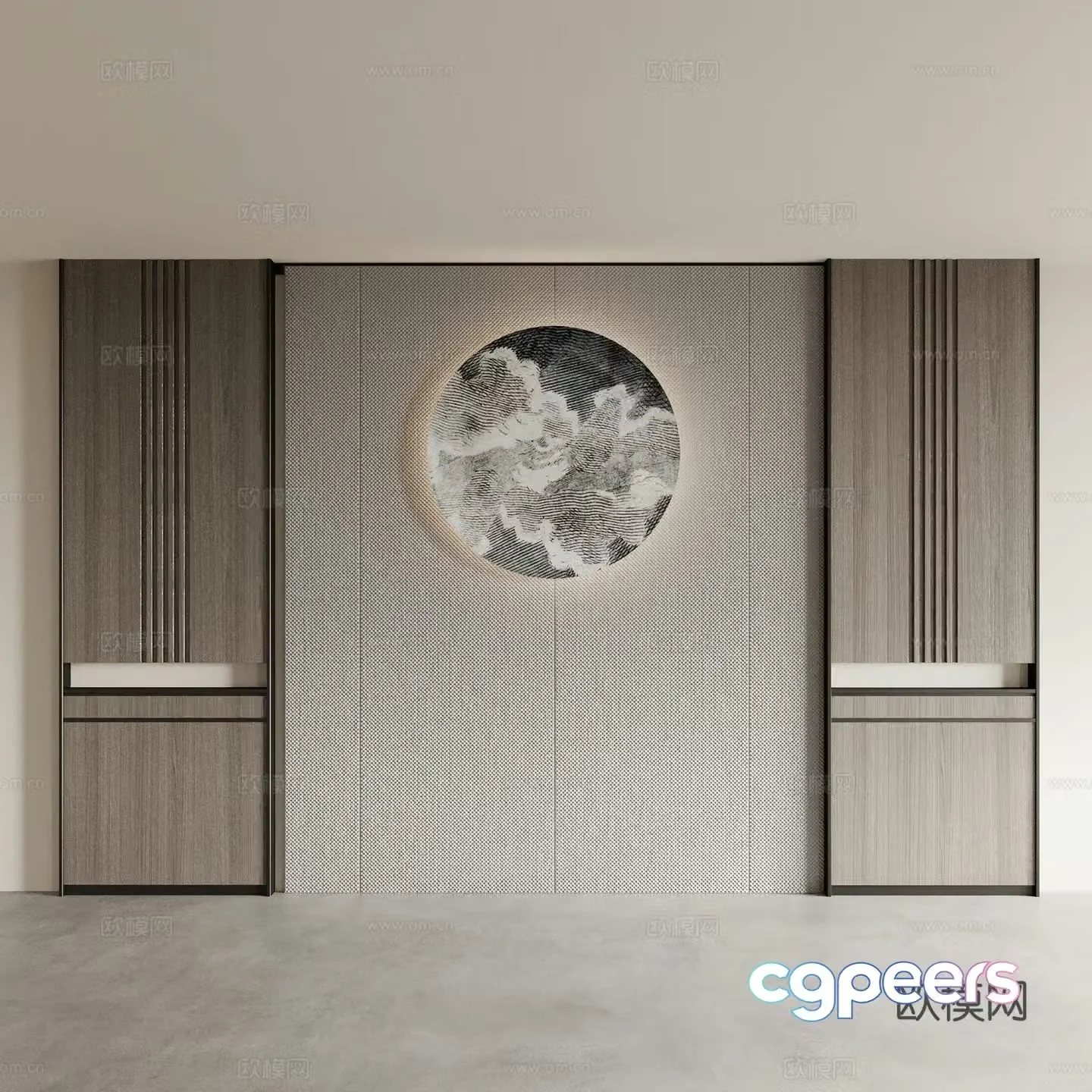 New Chinese style background wall bedside background wall 3d model