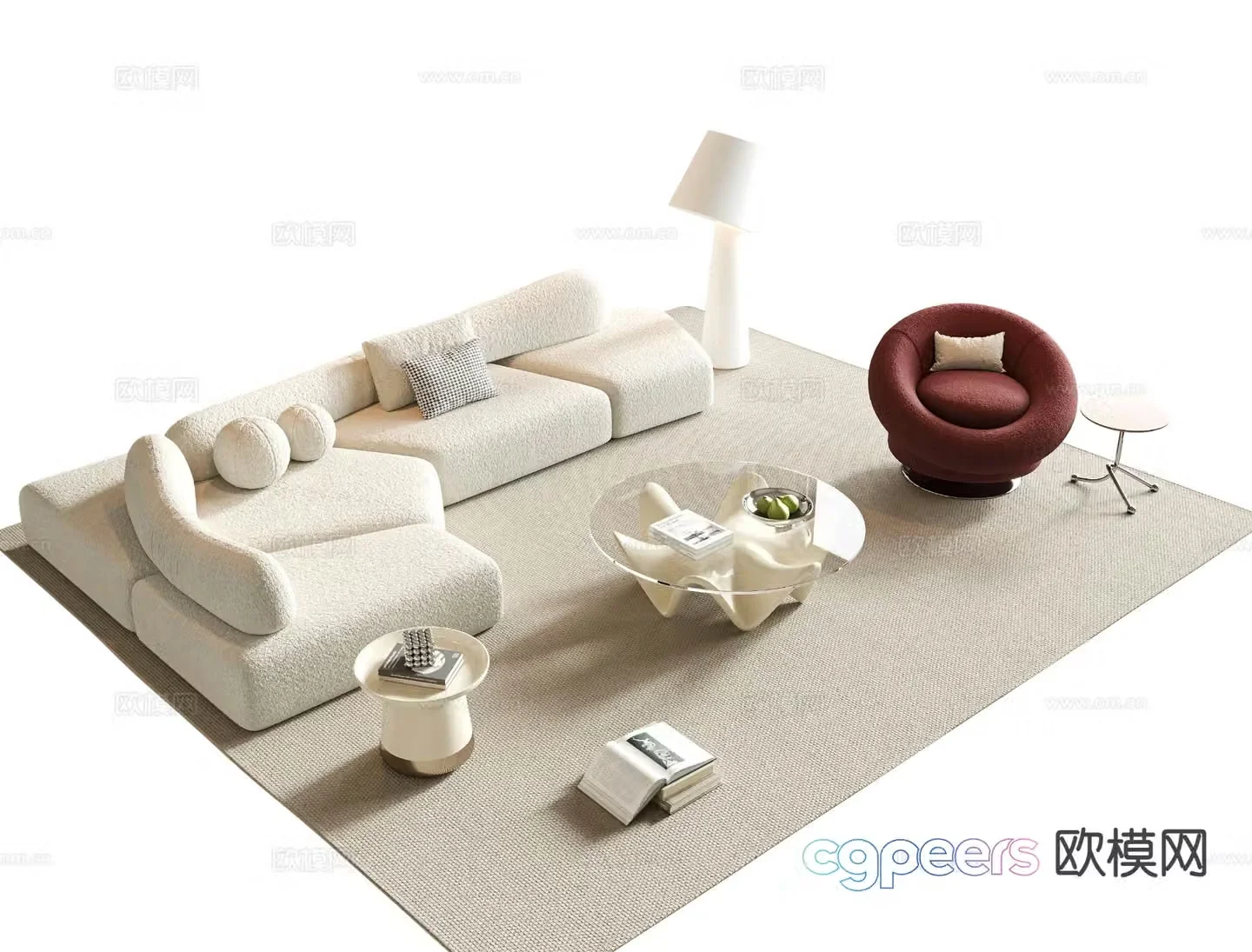 Cream style sofa modular sofa 3d model