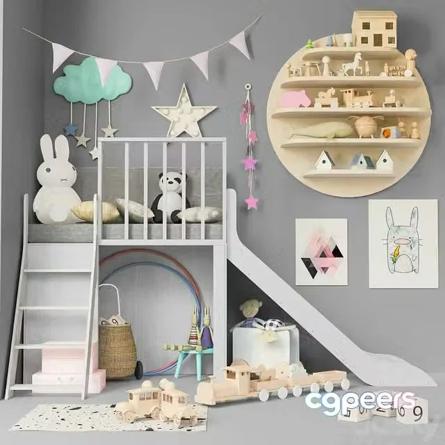 3ds Max Free – Children’s room with toys and furniture for children 3