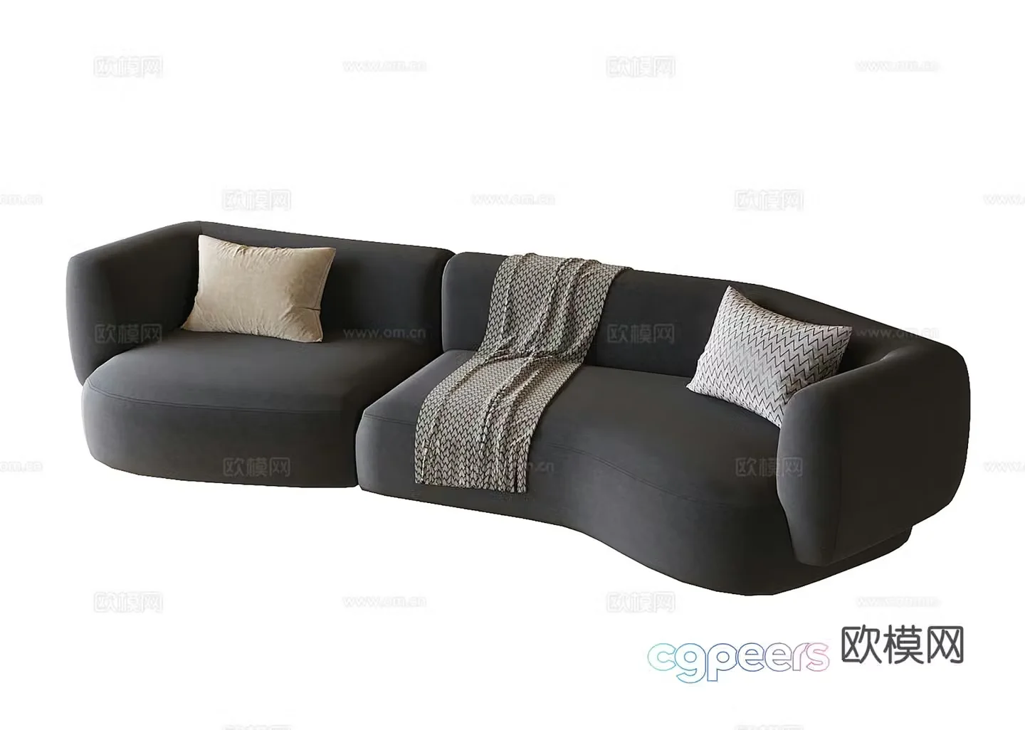 Modern double sofa curved sofa 3d model