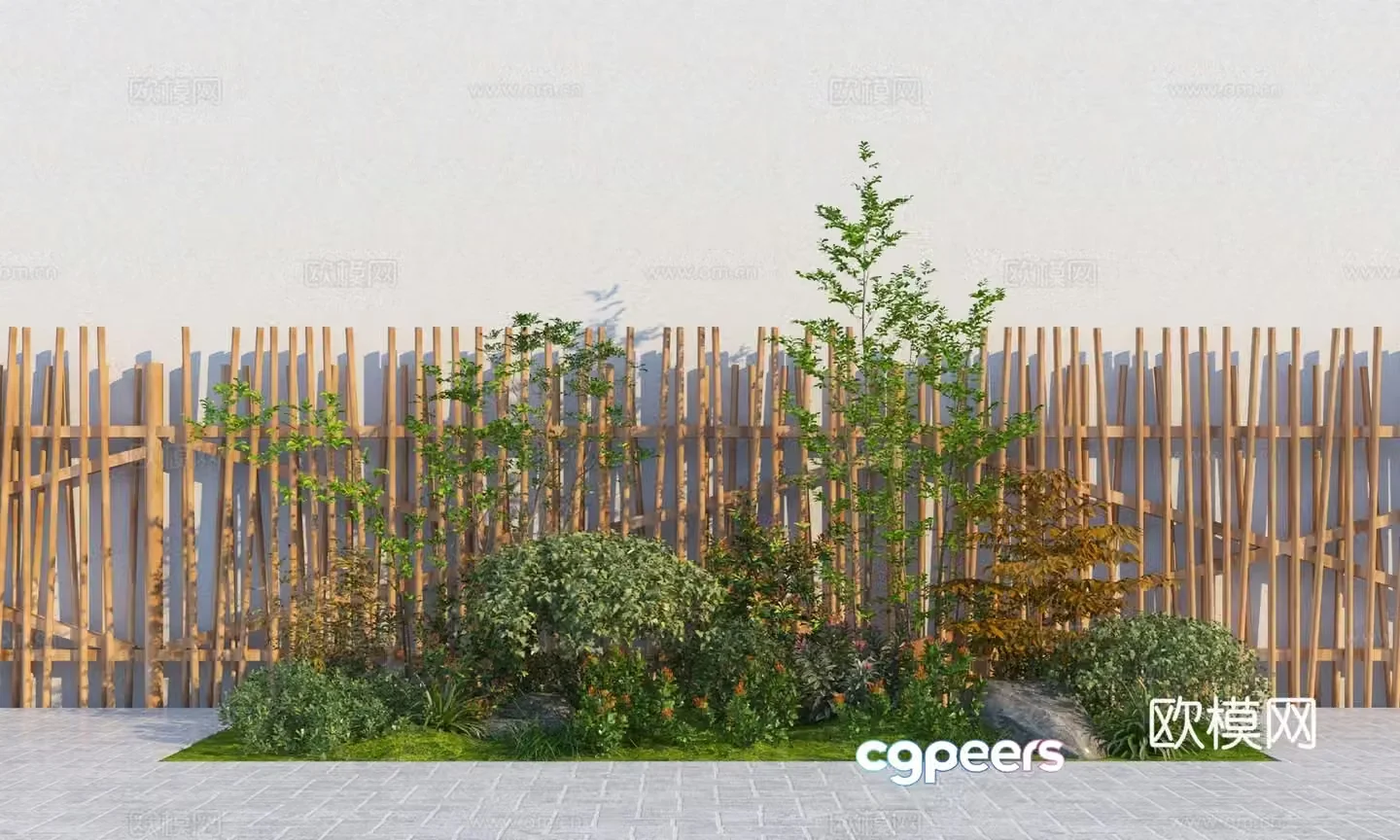 Modern garden plant combination 3d model