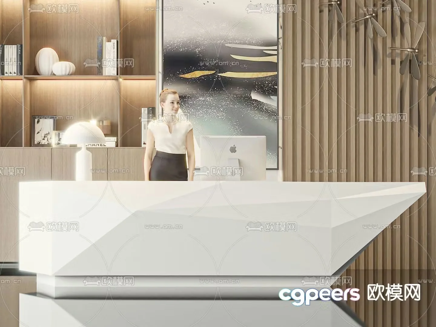 Front desk reception desk 3d model