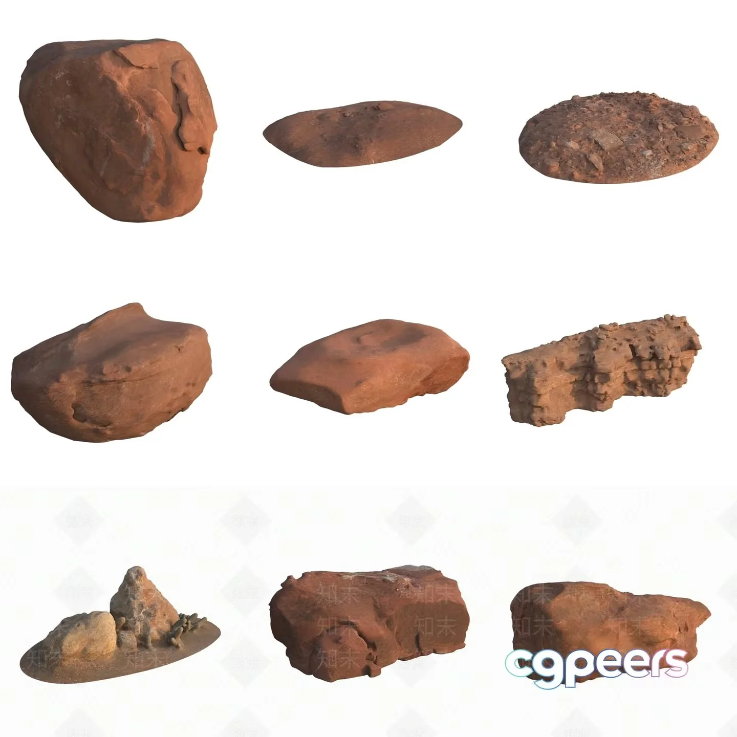 A Collection Of Rocks 3D Model – 17429 – VRAY Render