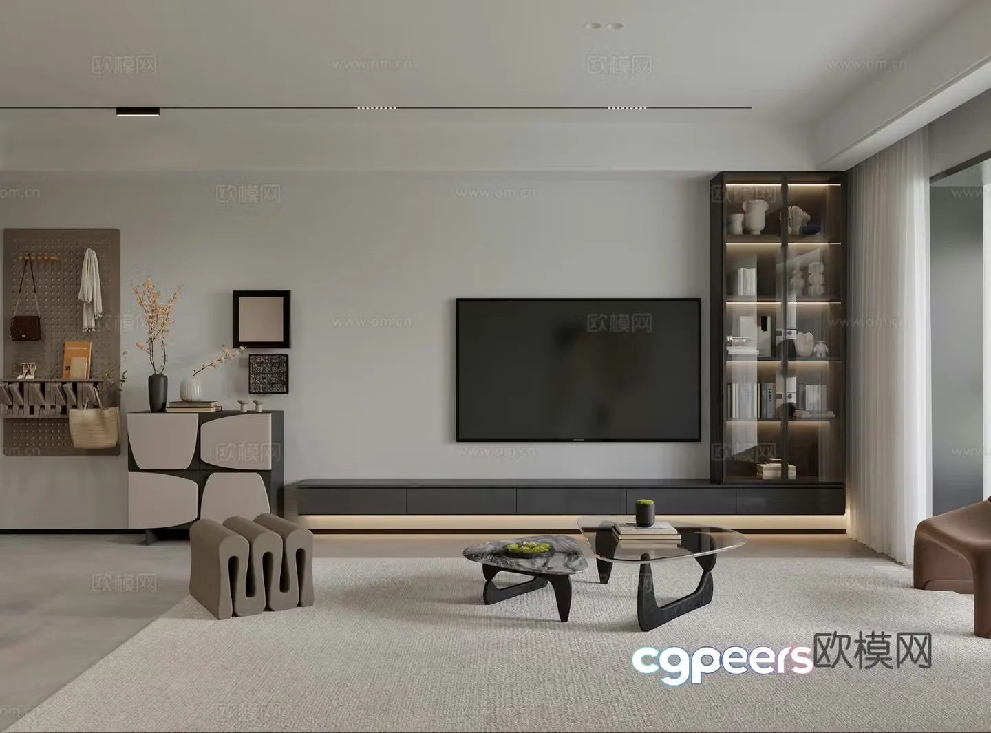 Modern living and dining room 3d model