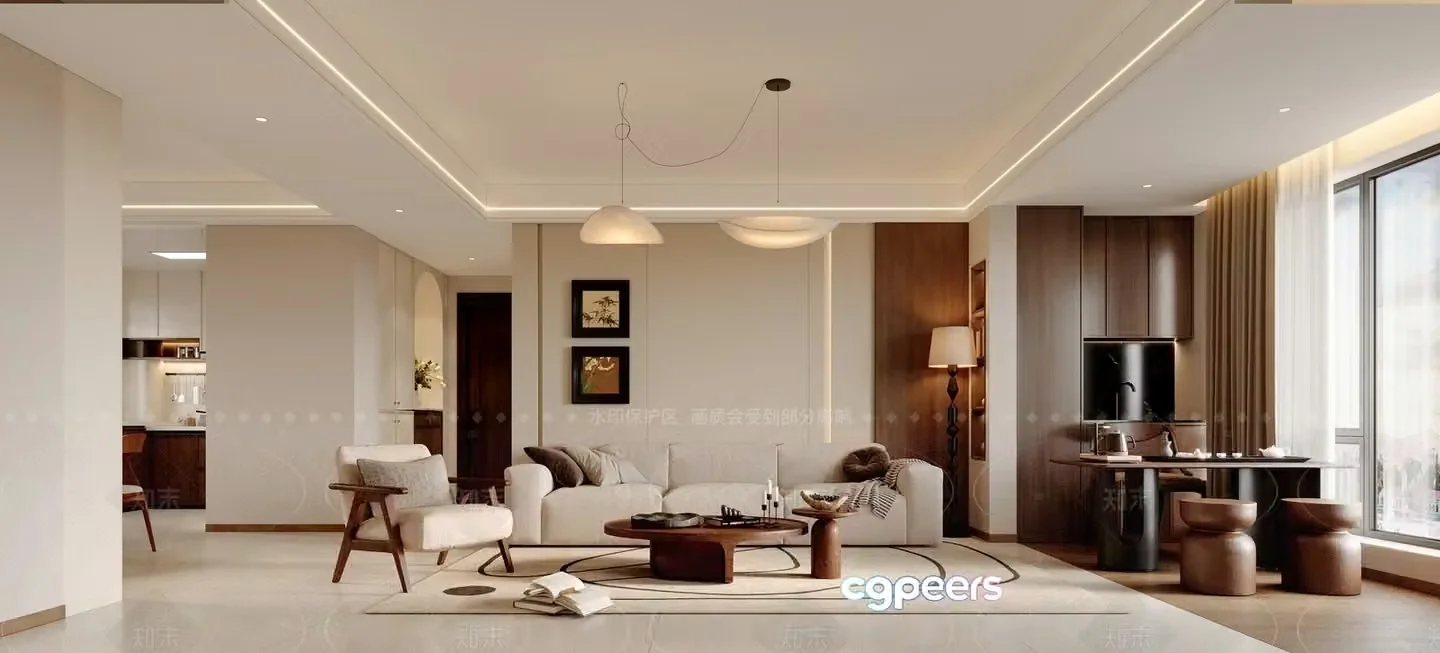 Modern Living Room 3D Model – 3871 – VRAY Render