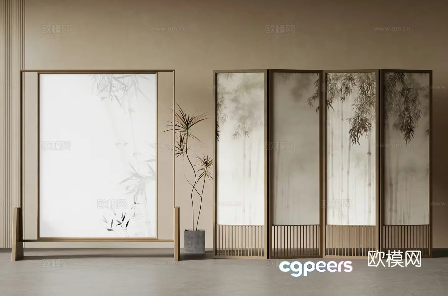 New Chinese-style screen partition 3D model