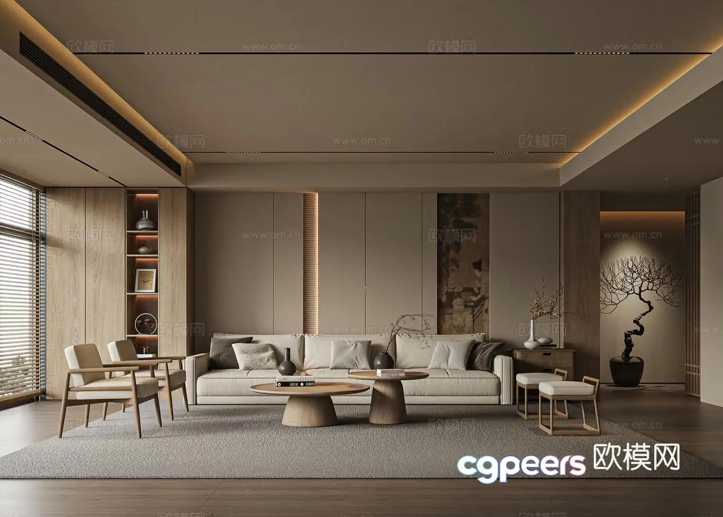 Song style aesthetic living room 3D model