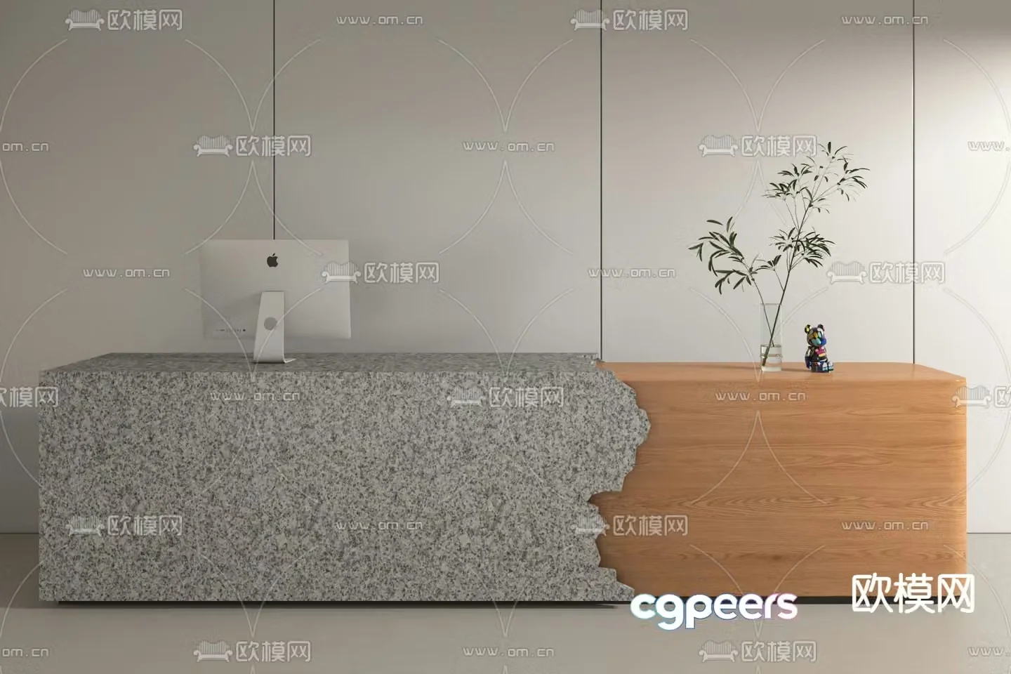 Modern front desk reception desk service desk 3d model