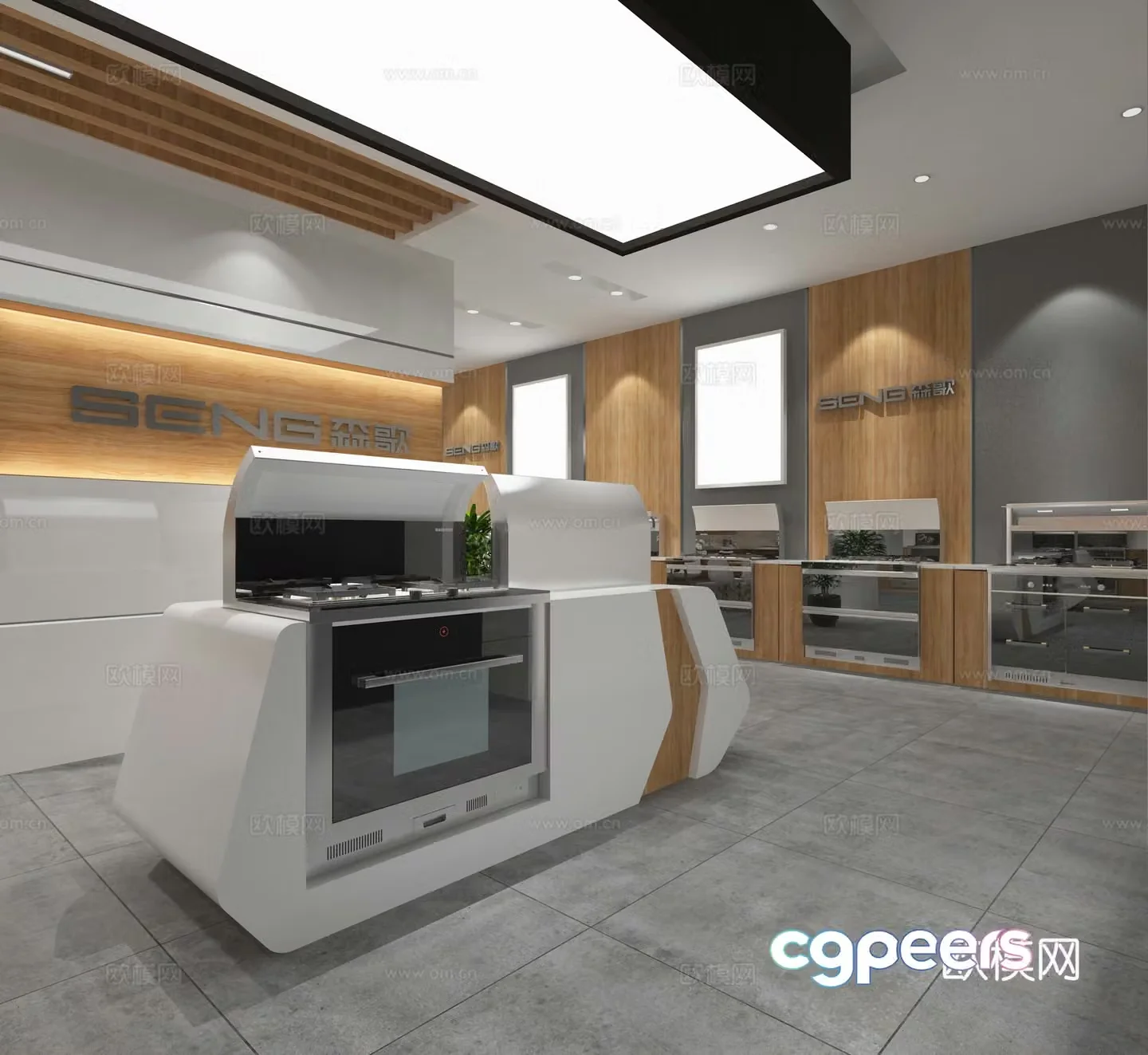 Modern integrated stove exhibition hall 3D model
