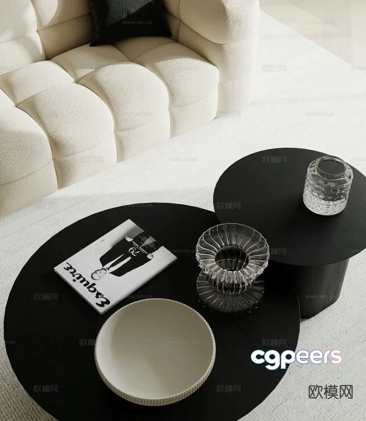 Modern double coffee table 3d model