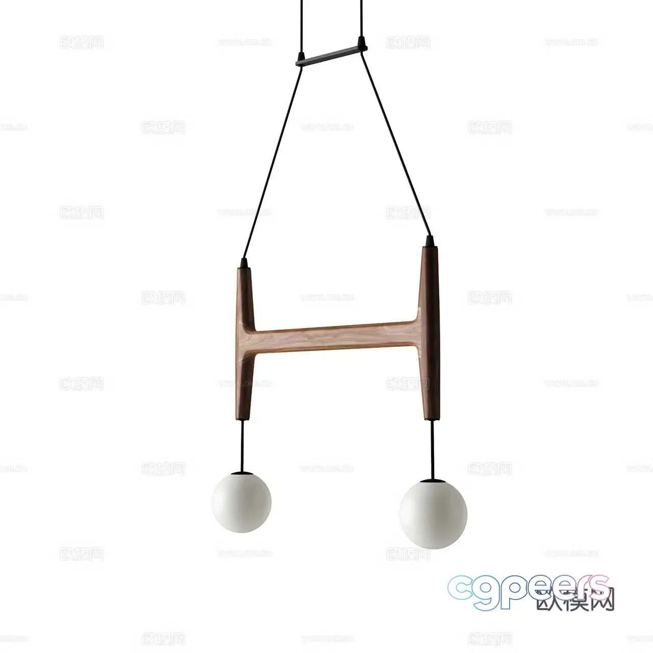 Porada vintage chandelier decorative chandelier walnut chandelier glass chandelier 3d model