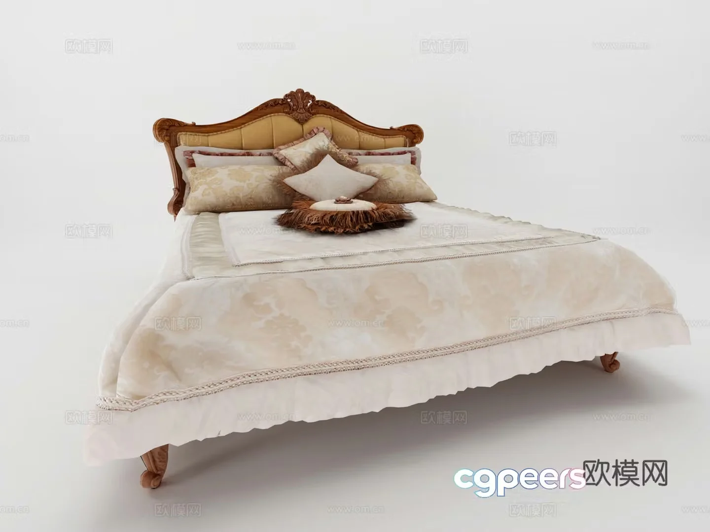 European classical European double bed cabinet side cabinet American 3D model