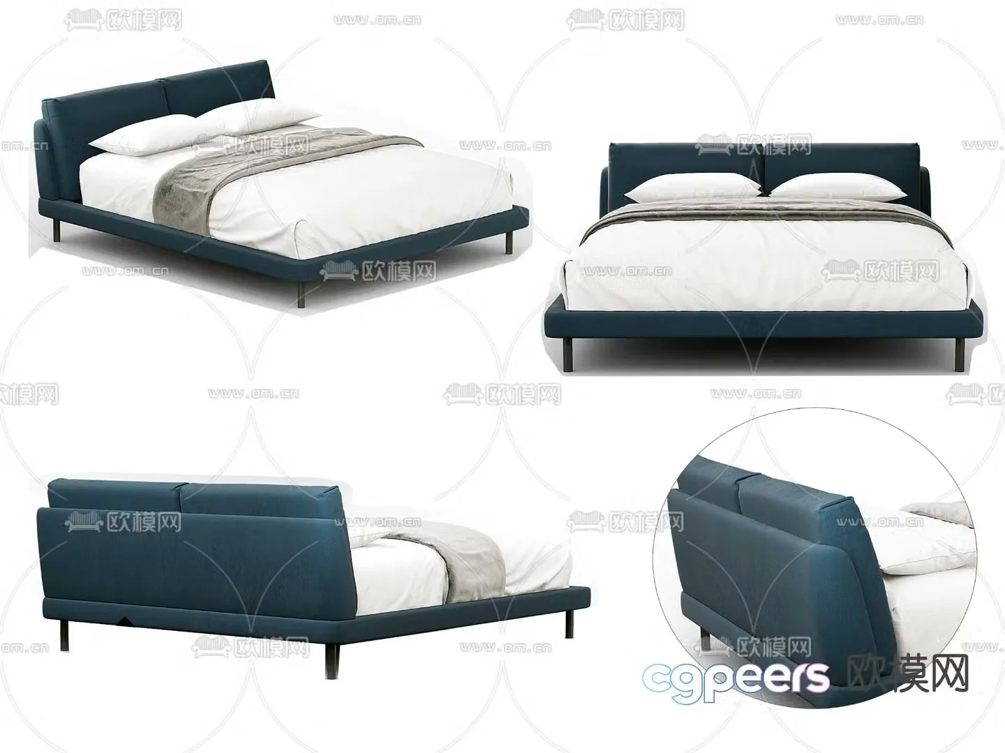 Modern double bed 3d model