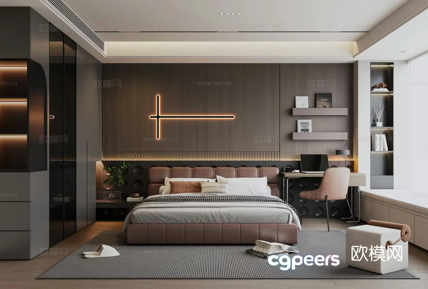 Modern Italian style bedroom 3d model