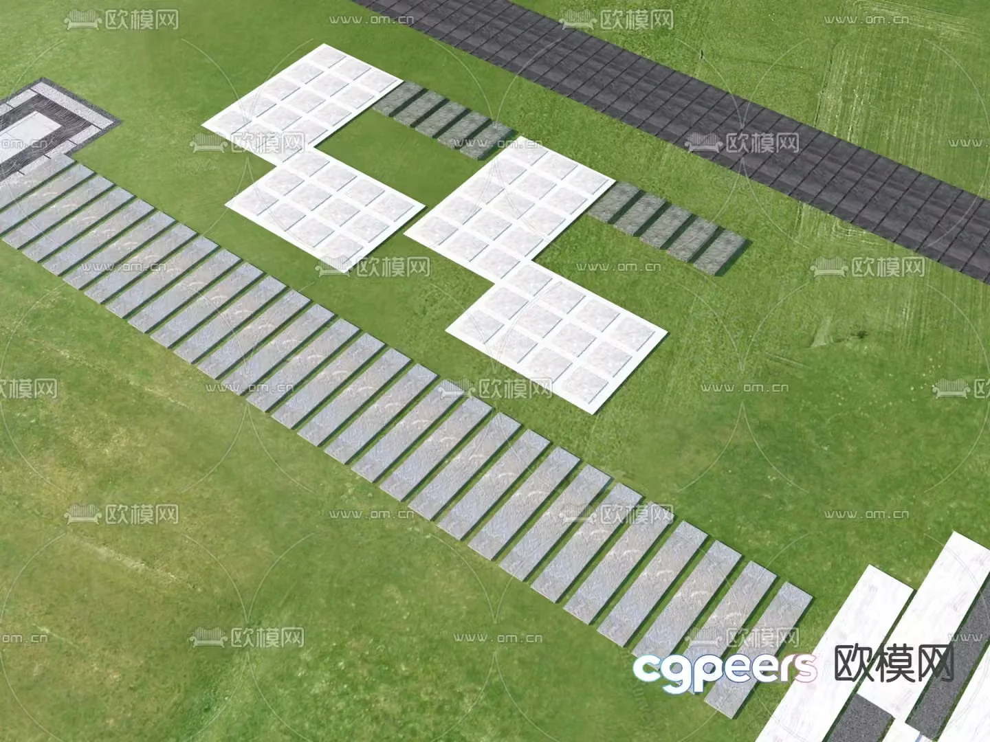 Garden Road Paving Tingbu Bluestone Slab 3D Model
