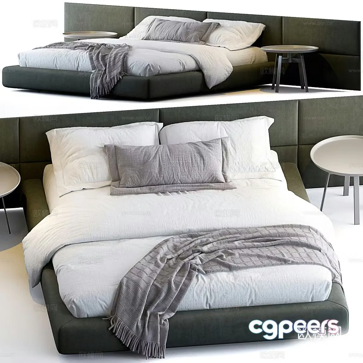 Modern Poliform fabric double bed 3d model