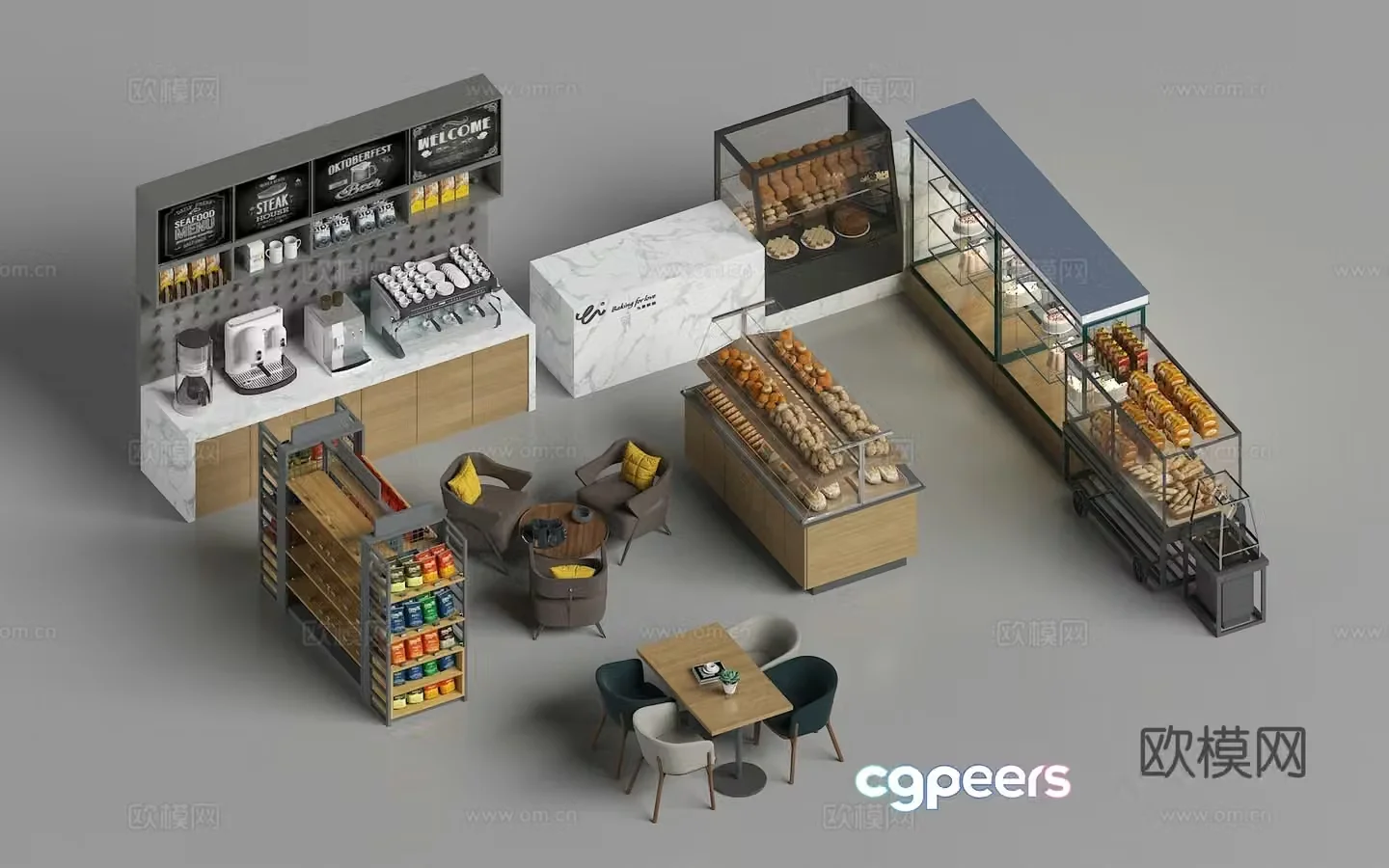 Cake refrigerator bakery equipment cake bread display cabinet 3d model