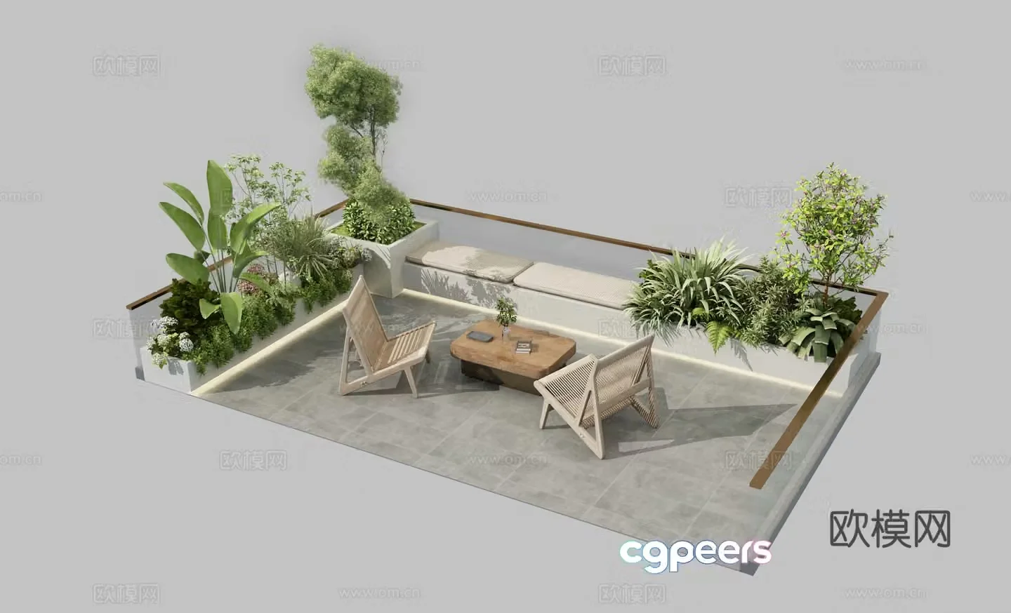 Modern terrace landscape 3d model
