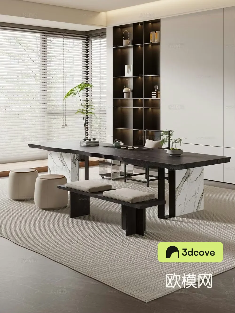 Creamy large plate table tea table and chair combination tea table tea room tea table balcony tea table