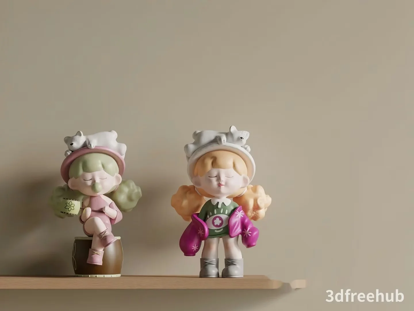 A Pair Of Figurines 3D Model – 19806 – VRAY Render