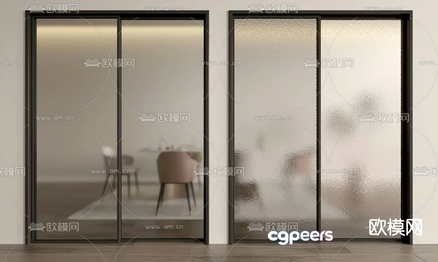 Changhong Glass Door Sliding Door Kitchen Door 3D Model