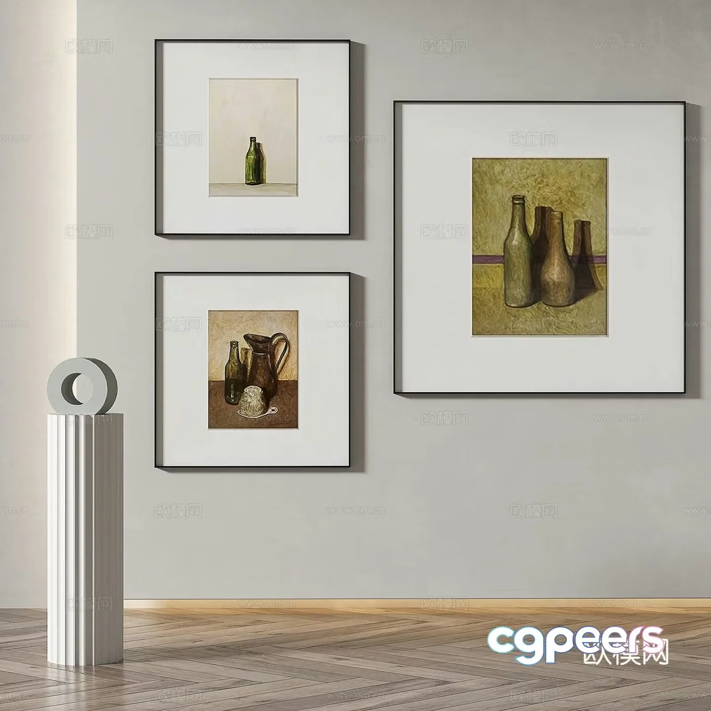 Modern minimalist abstract retro decorative painting 3d model