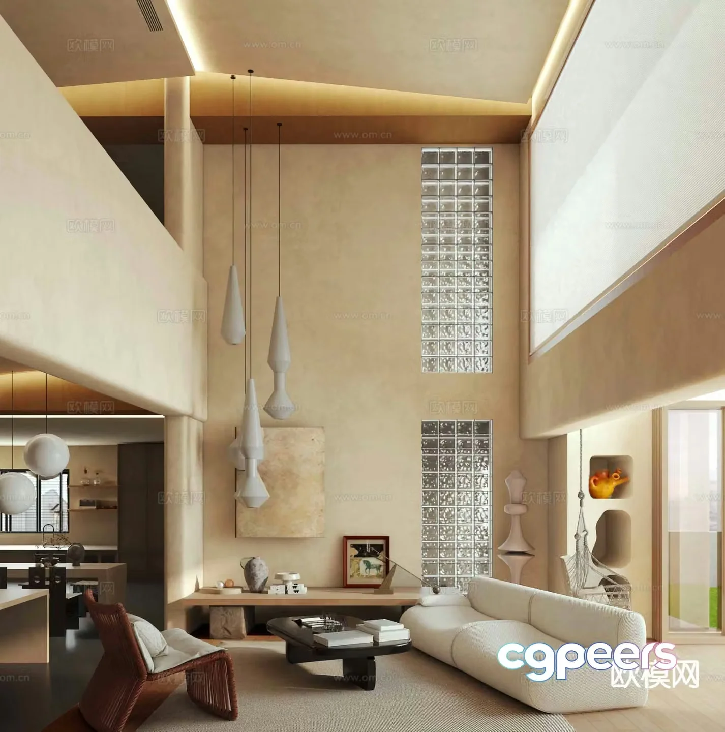 Medieval style loft duplex living room 3D model