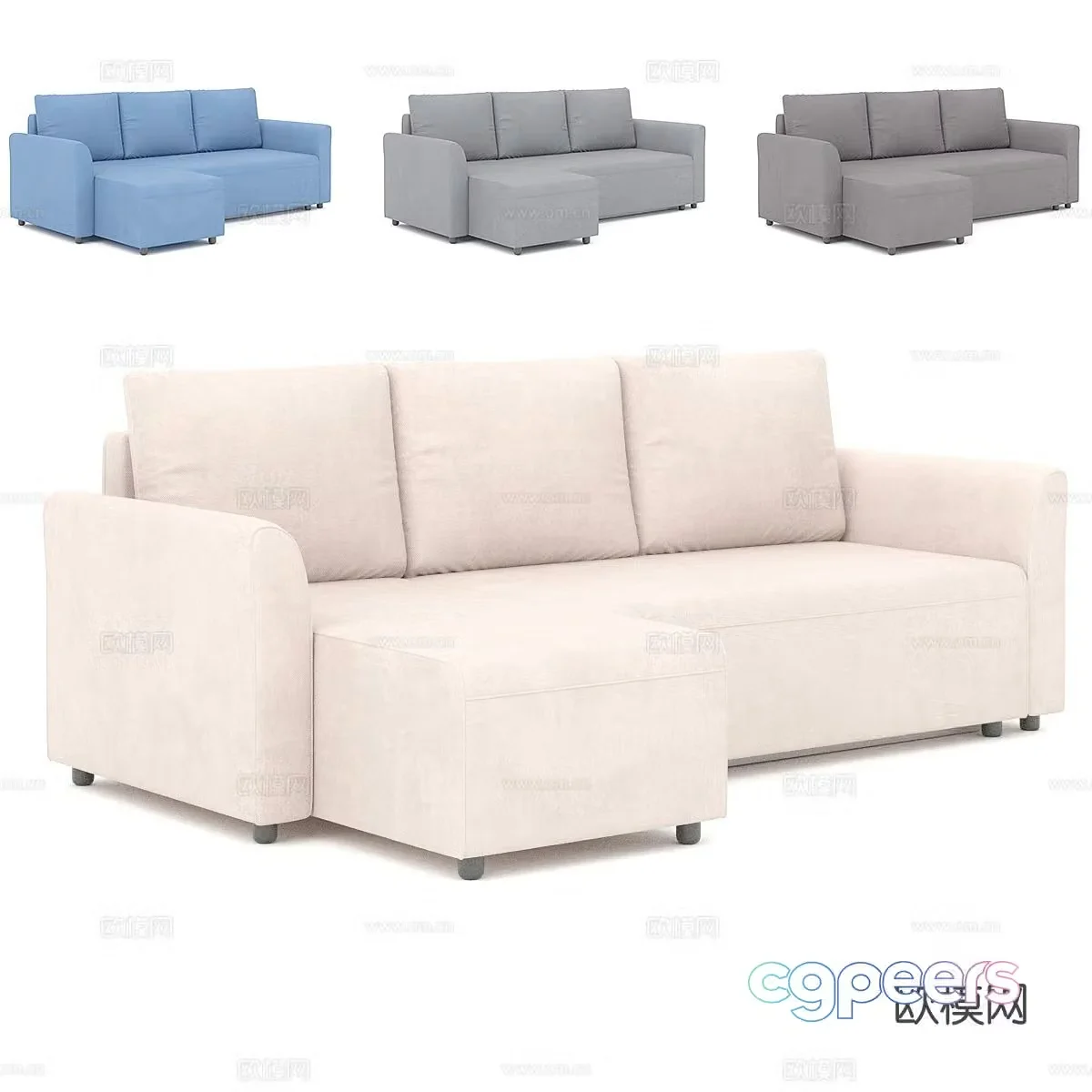 Modern minimalist corner sofa multi-person sofa 3d model