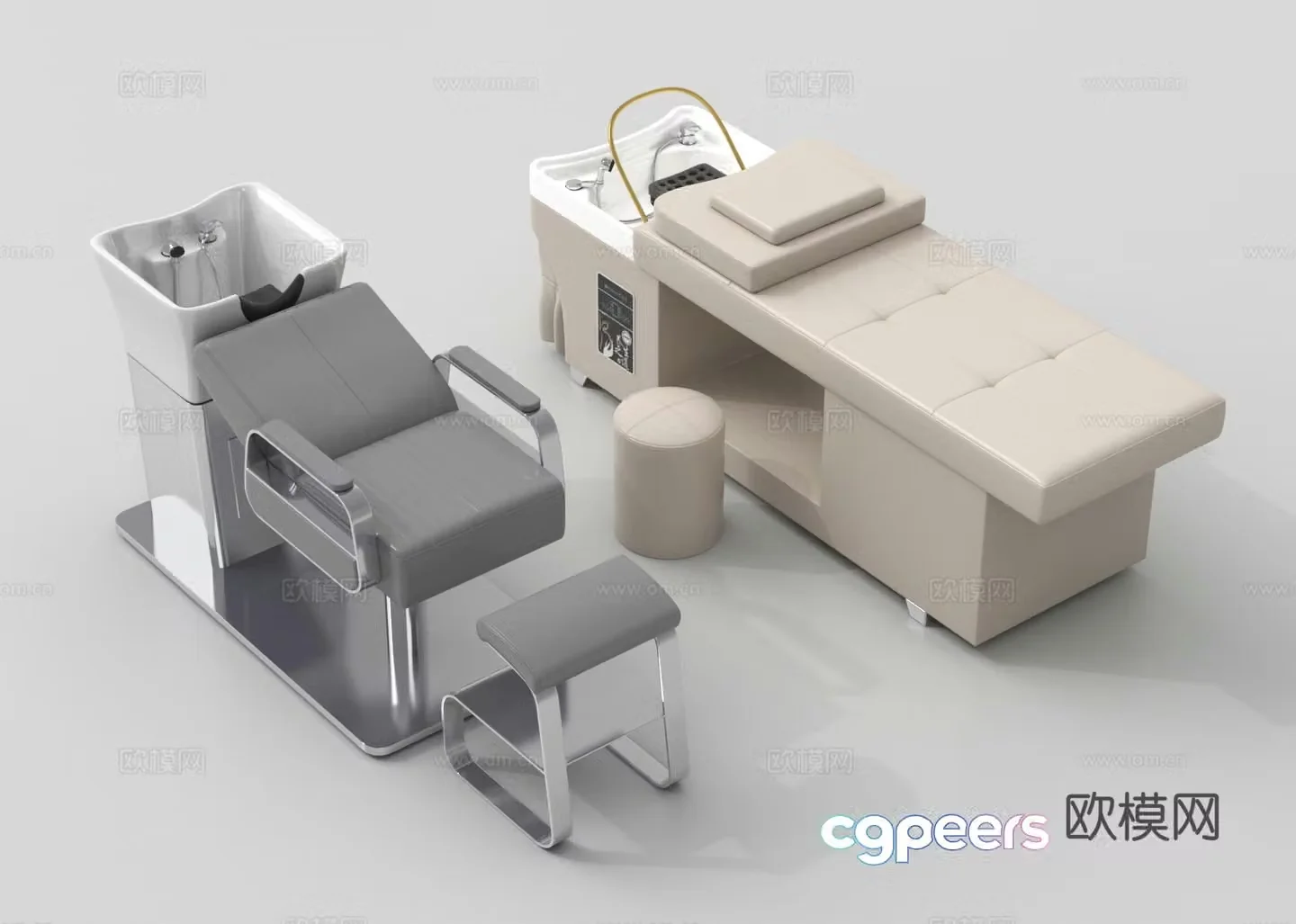 Haircut Equipment Hair Shaving Chair Hair Shaving Bed 3D Model