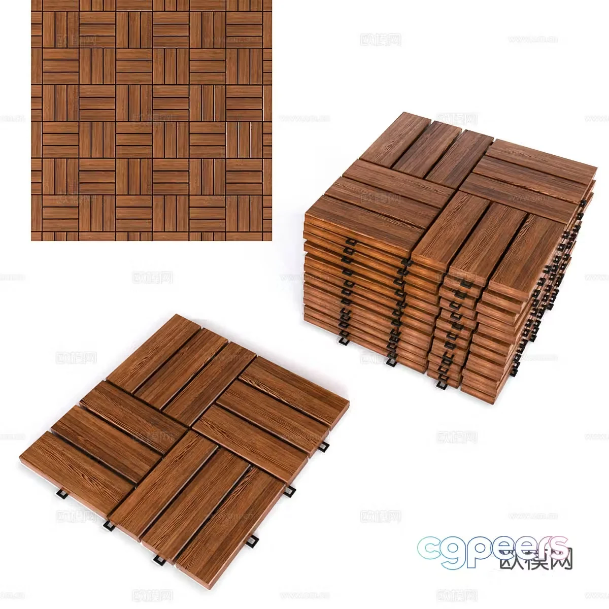 New Chinese style outdoor floor 3D model