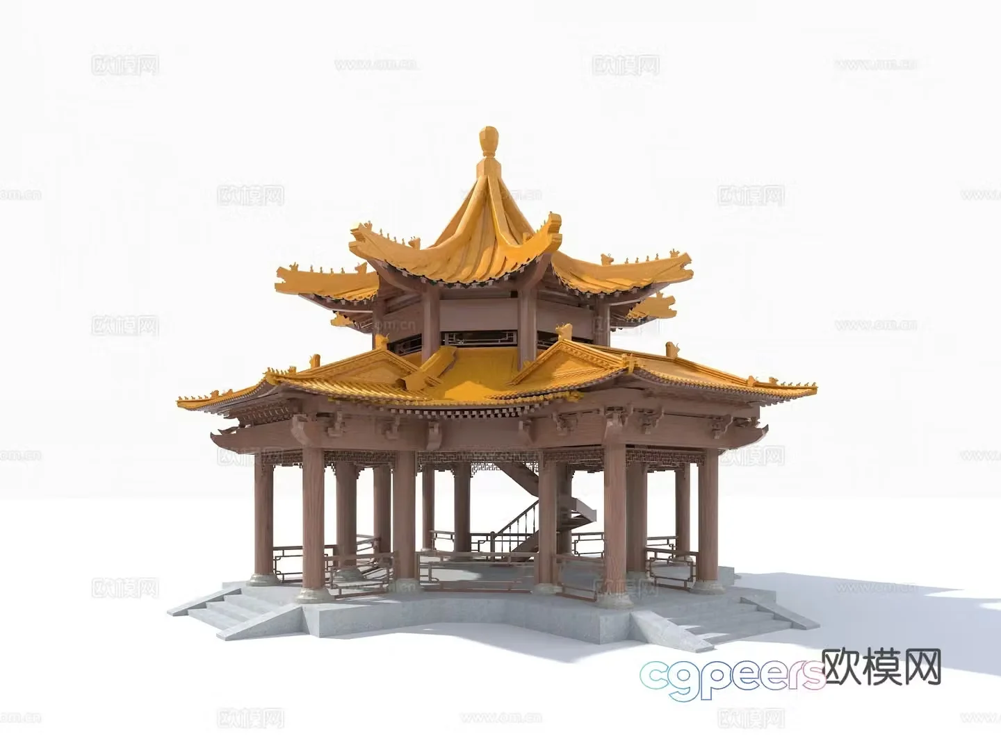 Chinese style Sifang Pavilion Sifang Chong Pavilion Featured ancient pavilion 3D model