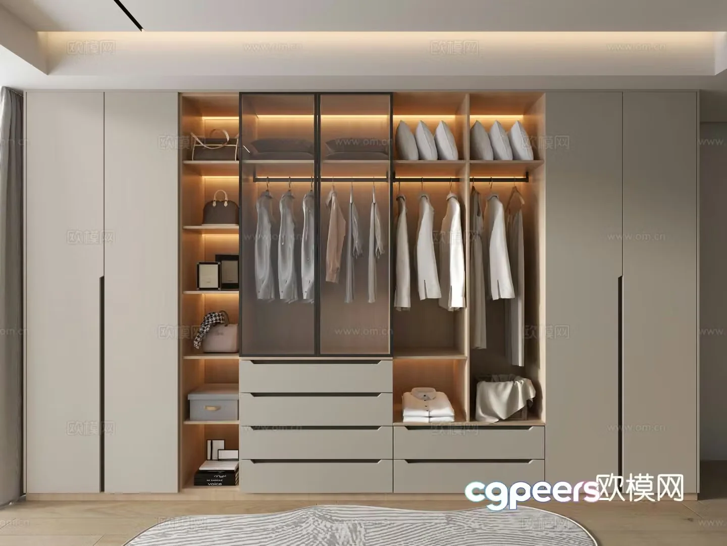 Modern wardrobe glass wardrobe 3d model
