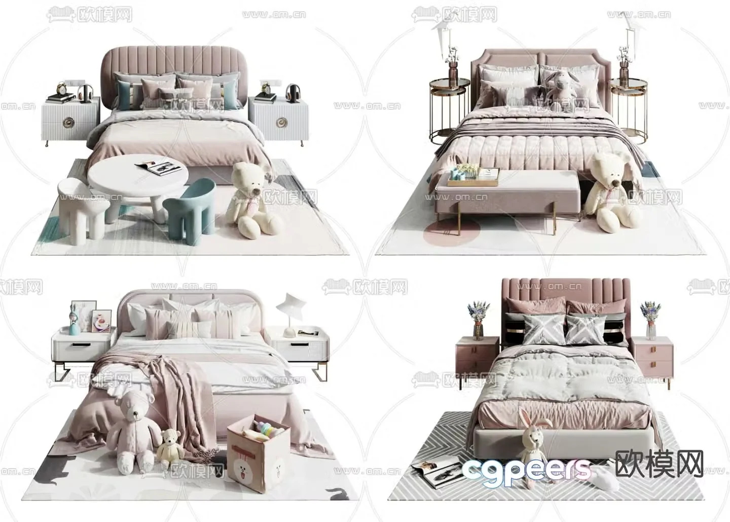 Modern fabric children’s bed 3d model