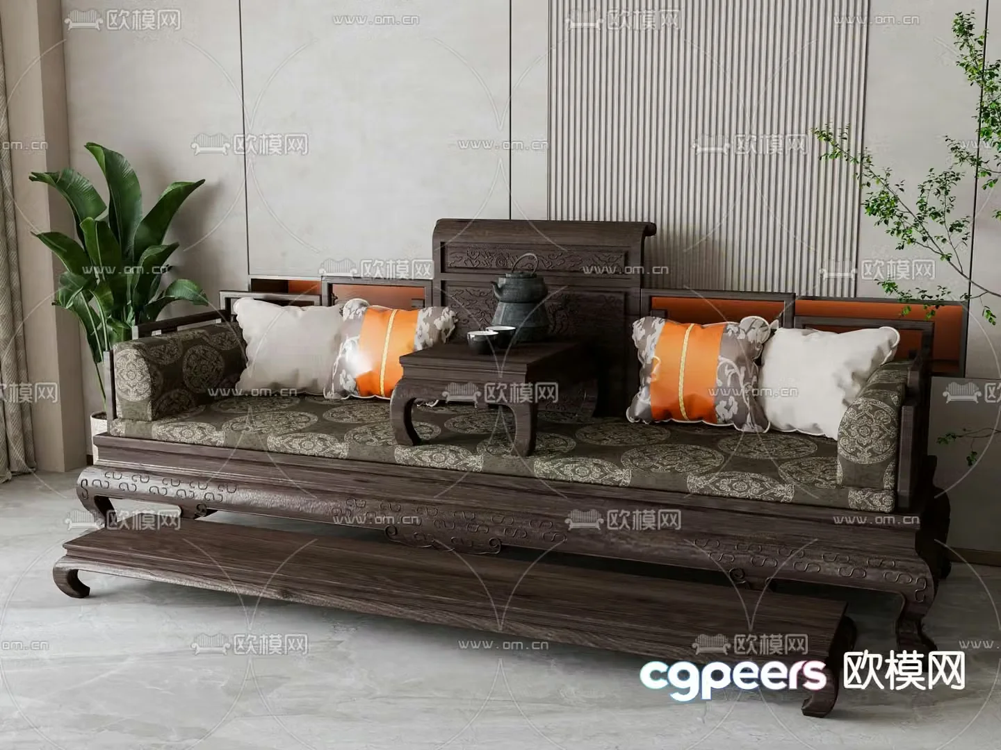 New Chinese style Arhat bed 3D model