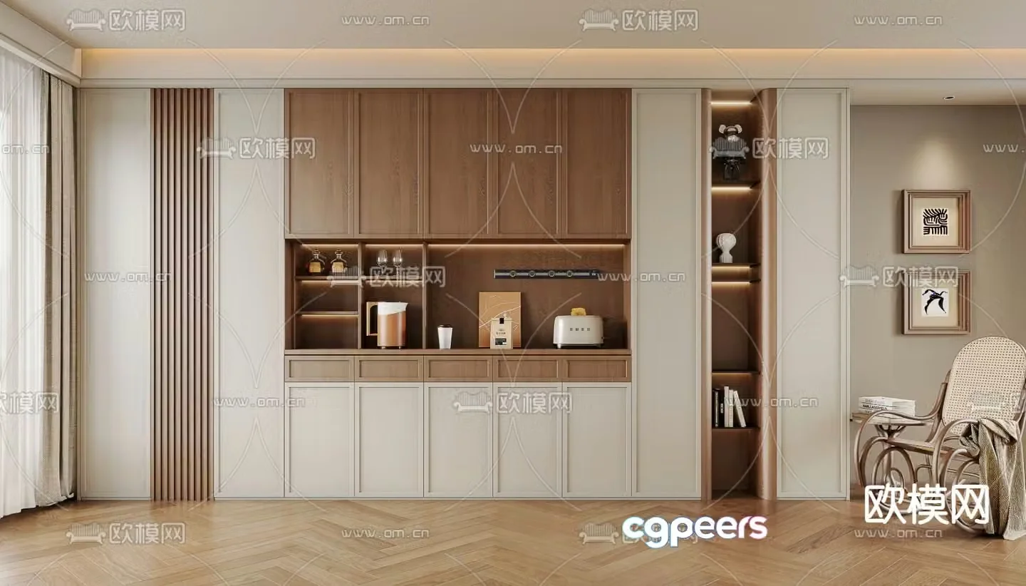 Middle-aged wine cabinet sideboard 3D model